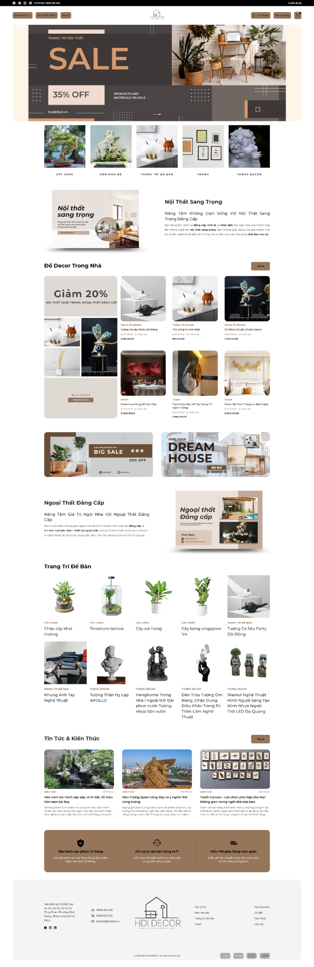 Website cho Ngành Vật phẩm trang trí nội ngoại thất TRF-HDI