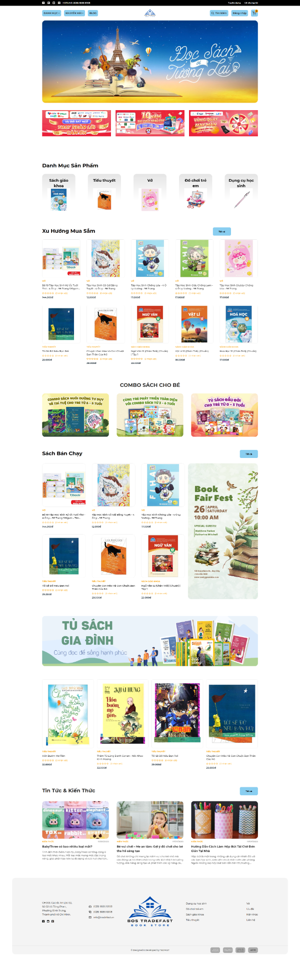 Website cho Ngành Sách, Văn phòng phẩm & Đồ chơi - TRF-BOS