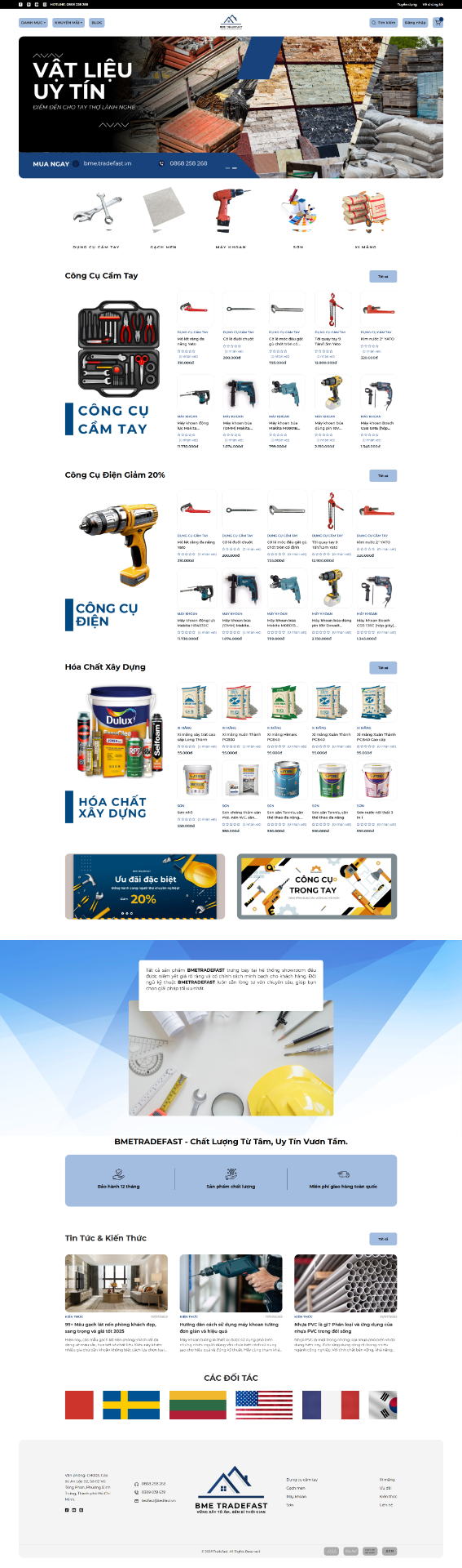 Website cho Ngành Vật liệu xây dựng & Công cụ TRF-BME