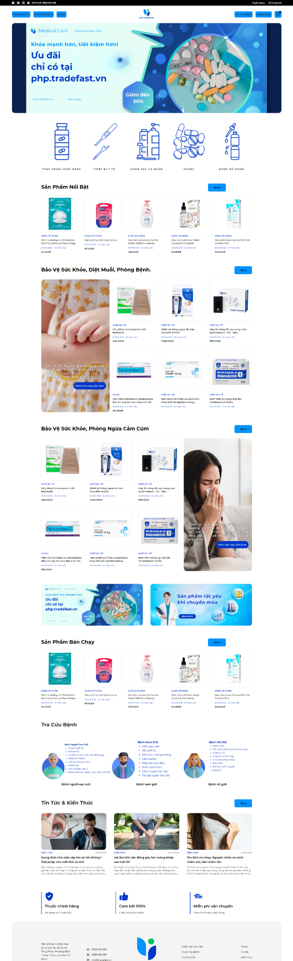 Website cho ngành Dược phẩm & Chăm sóc sức khỏe TRF-PHP